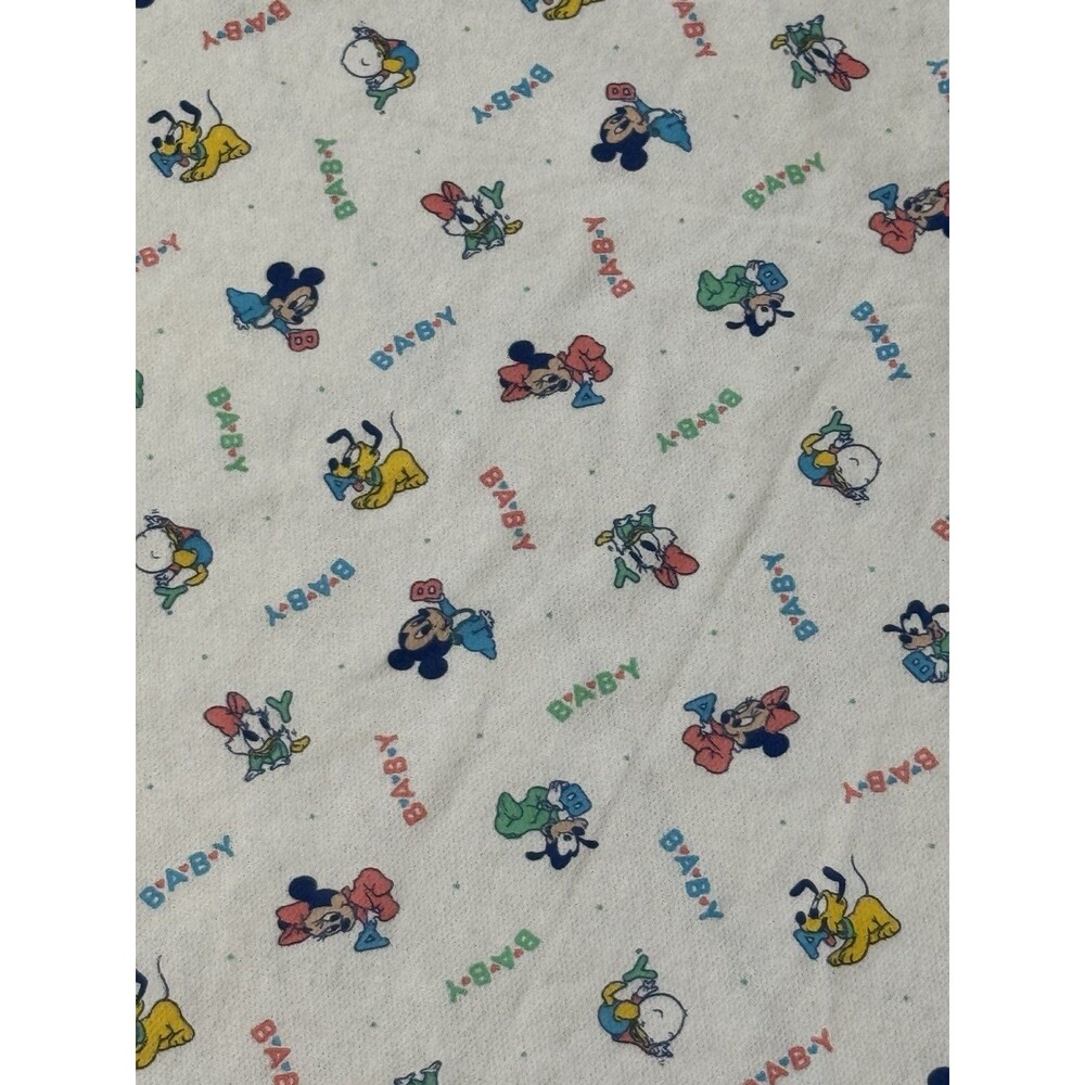 Disney Babies Vtg Cotton Fabric baby nursery Blanket Mickey Minnie Pluto USA